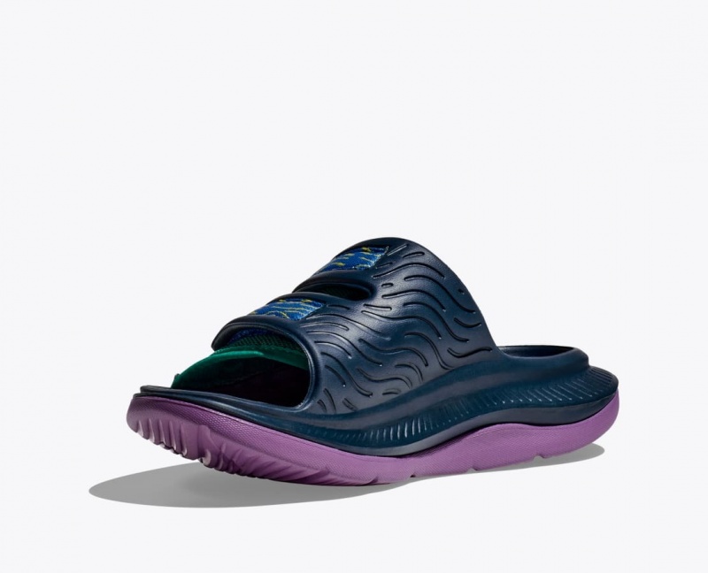 Dark Blue / Green / Purple HOKA Ora Luxe Men's Slide | 51BAXOHET