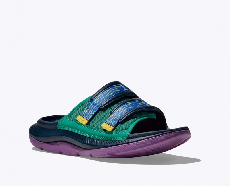 Dark Blue / Green / Purple HOKA Ora Luxe Men's Slide | 51BAXOHET