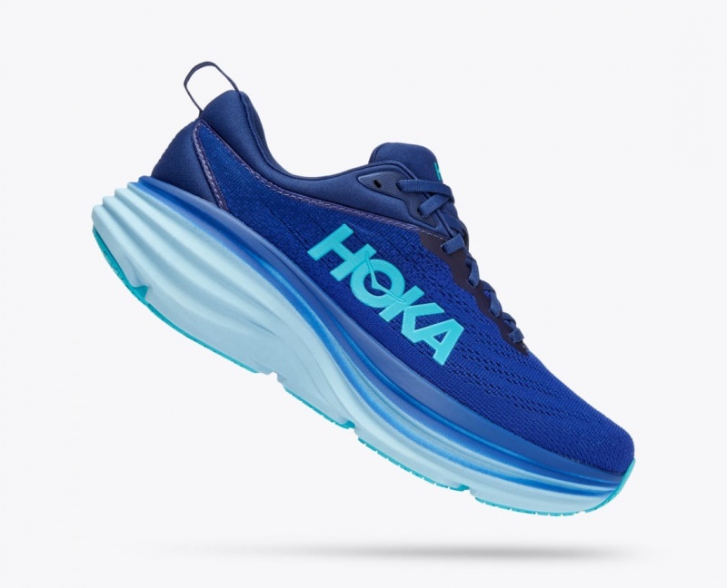 Dark Blue / Light Blue HOKA Bondi 8 Men's Running Shoes | 85MOIDVLS