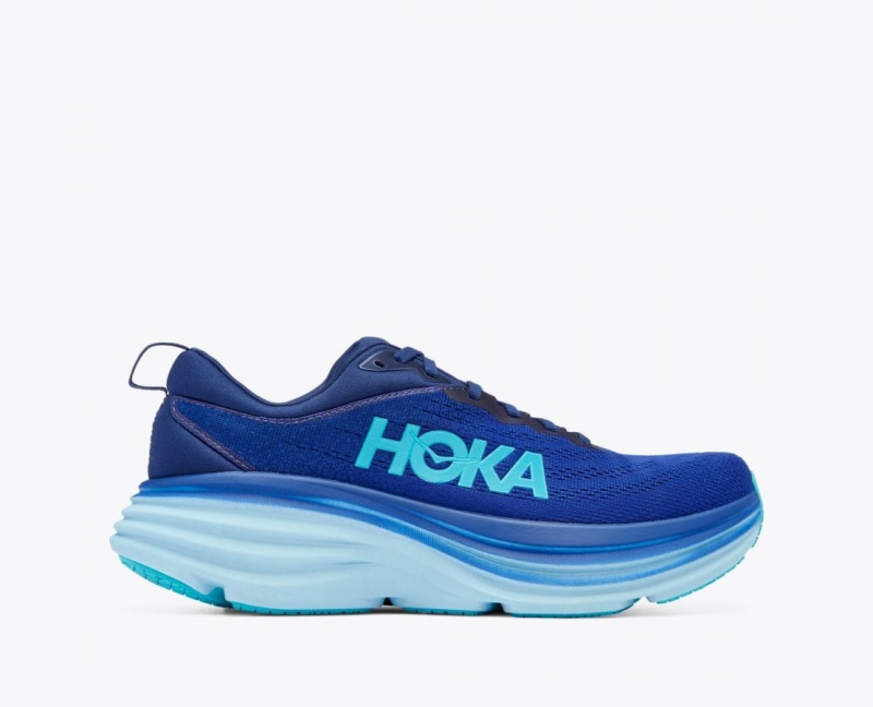 Dark Blue / Light Blue HOKA Bondi 8 Men\'s Running Shoes | 85MOIDVLS