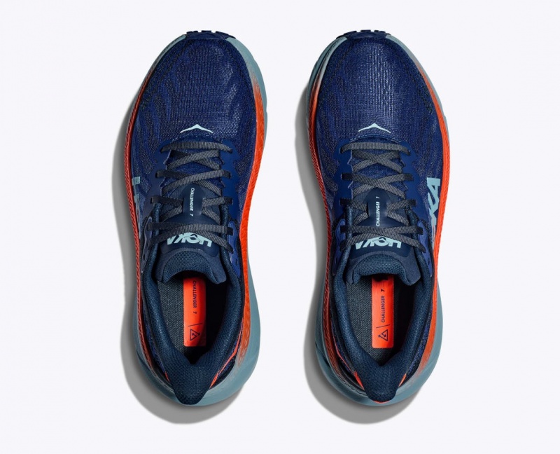 Dark Blue / Orange HOKA Challenger 7 Men's Trail Running Shoes | 63ALKDGPC