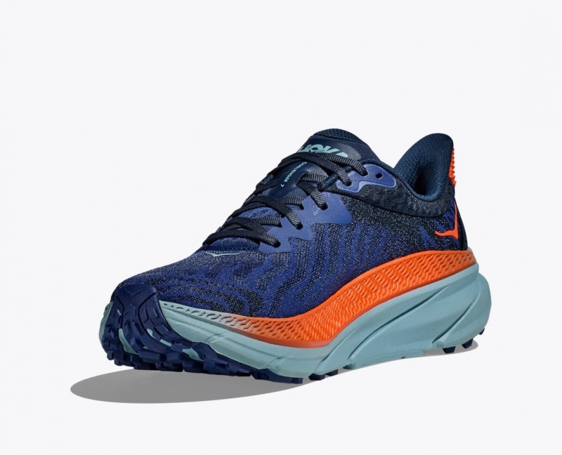 Dark Blue / Orange HOKA Challenger 7 Men's Trail Running Shoes | 63ALKDGPC