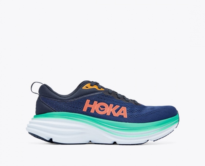 Dark Blue / Turquoise HOKA Bondi 8 Women\'s Running Shoes | 75DGYHLXU