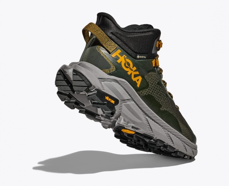 Dark Green HOKA Trail Code GTX Men's Hiking Boots | 72DQCLSZX