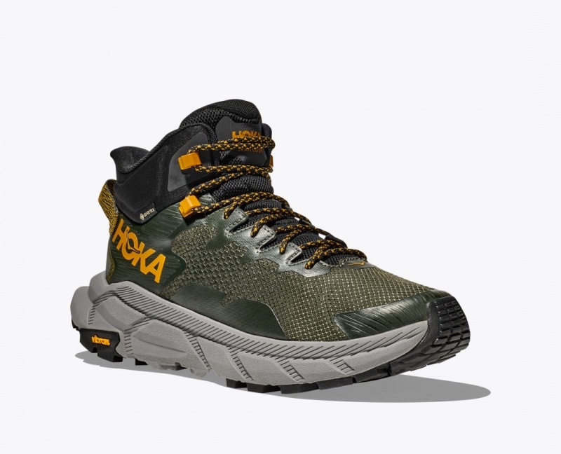 Dark Green HOKA Trail Code GTX Men's Hiking Boots | 72DQCLSZX