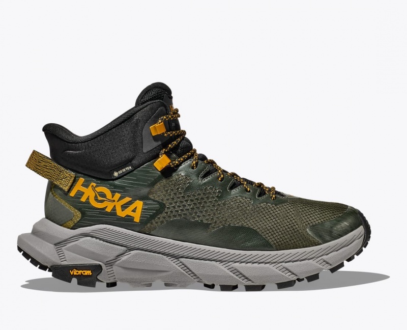 Dark Green HOKA Trail Code GTX Men\'s Hiking Boots | 72DQCLSZX