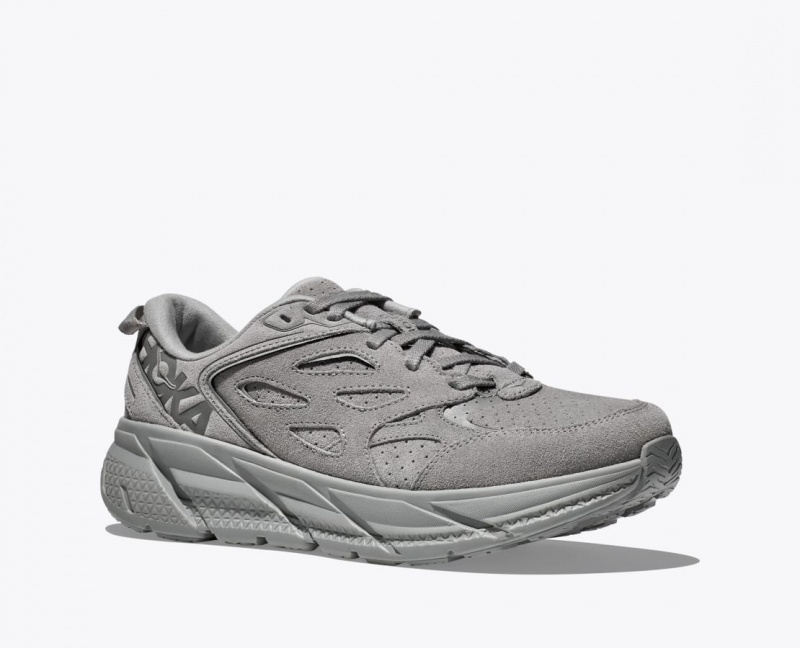 Dark Grey HOKA Clifton L Suede Women's Walking Shoes | 13GBXYKPT