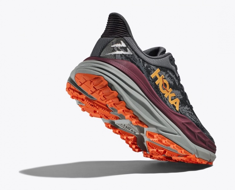 Dark Grey / Black / Dark Red HOKA Stinson 7 Men's Trail Running Shoes | 53LAZMUBE