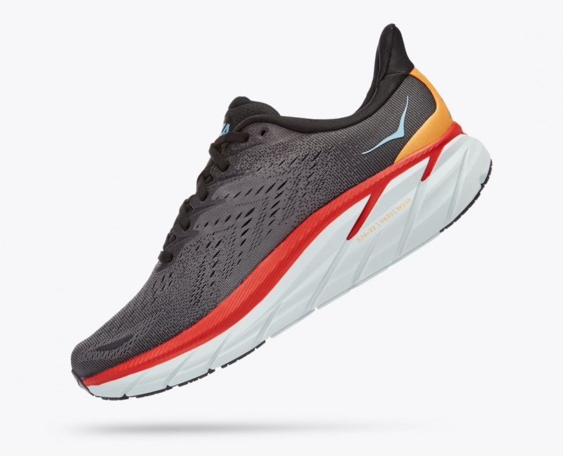 Dark Grey / Red HOKA Clifton 8 Men's Running Shoes | 84BPWVYNH