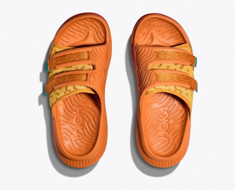 Dark Orange HOKA Ora Luxe Men's Slide | 97LGNIQUA