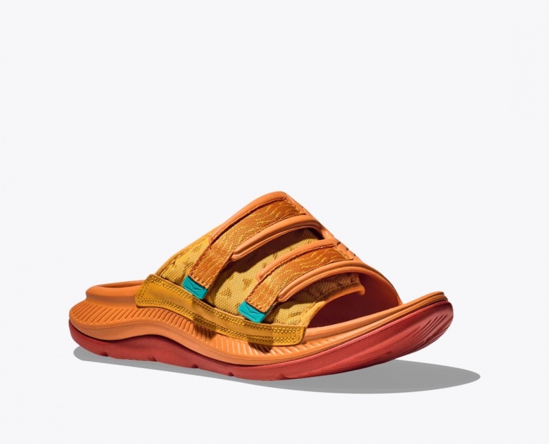 Dark Orange HOKA Ora Luxe Men's Slide | 97LGNIQUA