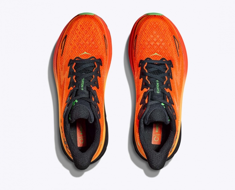 Dark Orange / Black HOKA Clifton 9 Men's Running Shoes | 18FBGJKSQ