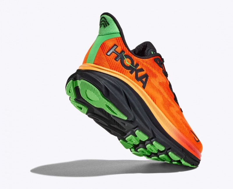 Dark Orange / Black HOKA Clifton 9 Men's Running Shoes | 18FBGJKSQ