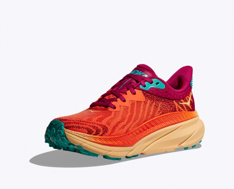 Dark Orange / Red HOKA Challenger 7 Men's Trail Running Shoes | 09NSXKJWG