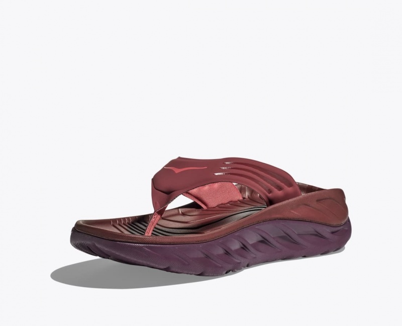 Dark Red HOKA ORA Recovery Men's Flip Flops | 57USQKGYI