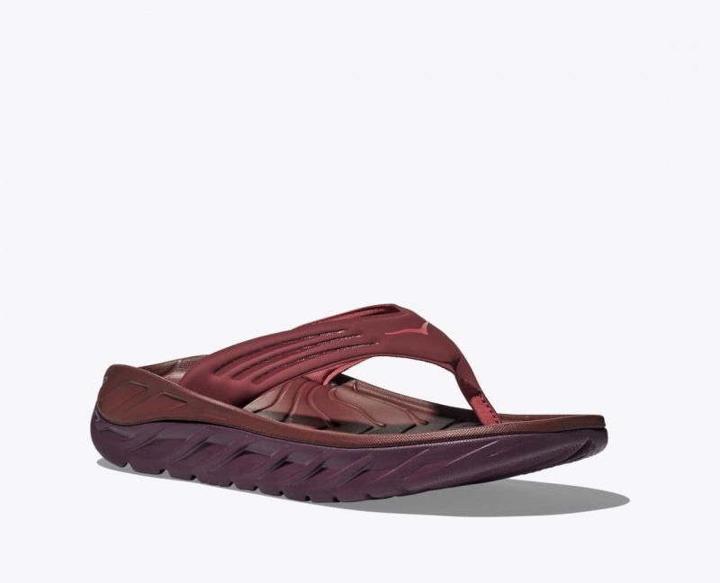 Dark Red HOKA ORA Recovery Men's Flip Flops | 57USQKGYI