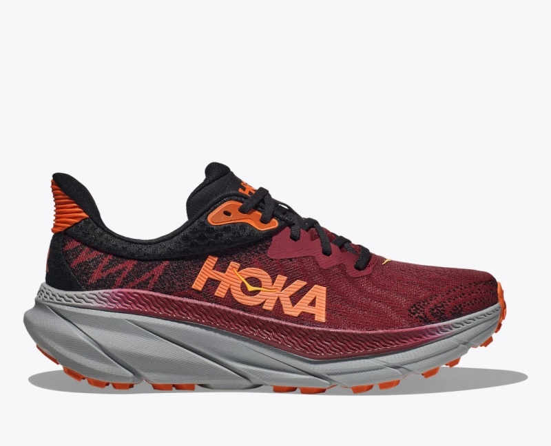 Dark Red / Black HOKA Challenger 7 Men\'s Trail Running Shoes | 20UBIVAZJ