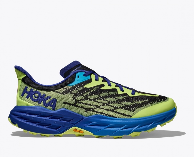 Green / Black / Blue HOKA Speedgoat 5 Men\'s Trail Running Shoes | 46VBQOIPX