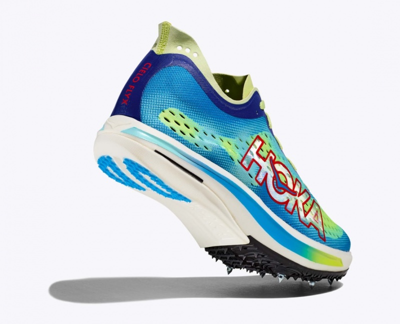 Green / Blue HOKA Cielo FLYX Men's Track Spikes | 52PRVWQNX