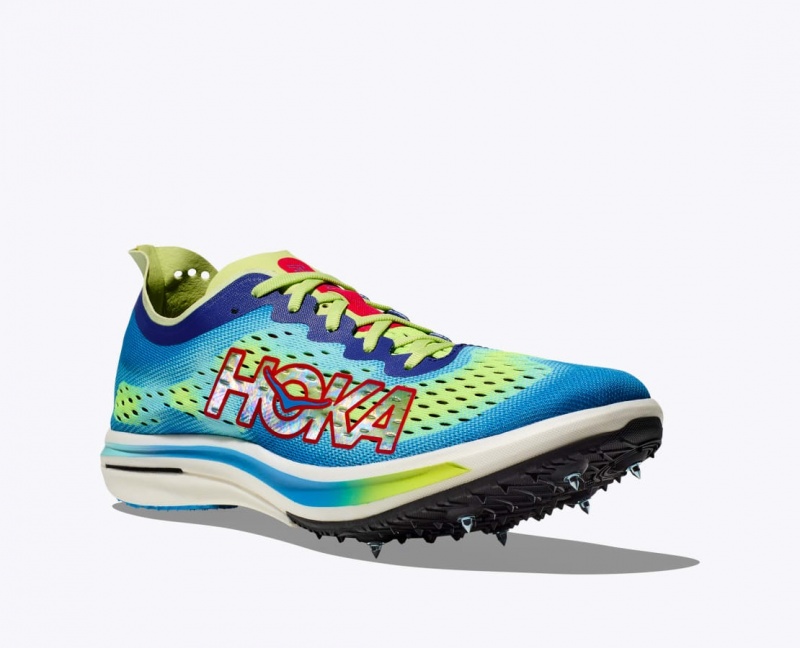 Green / Blue HOKA Cielo FLYX Men's Track Spikes | 52PRVWQNX