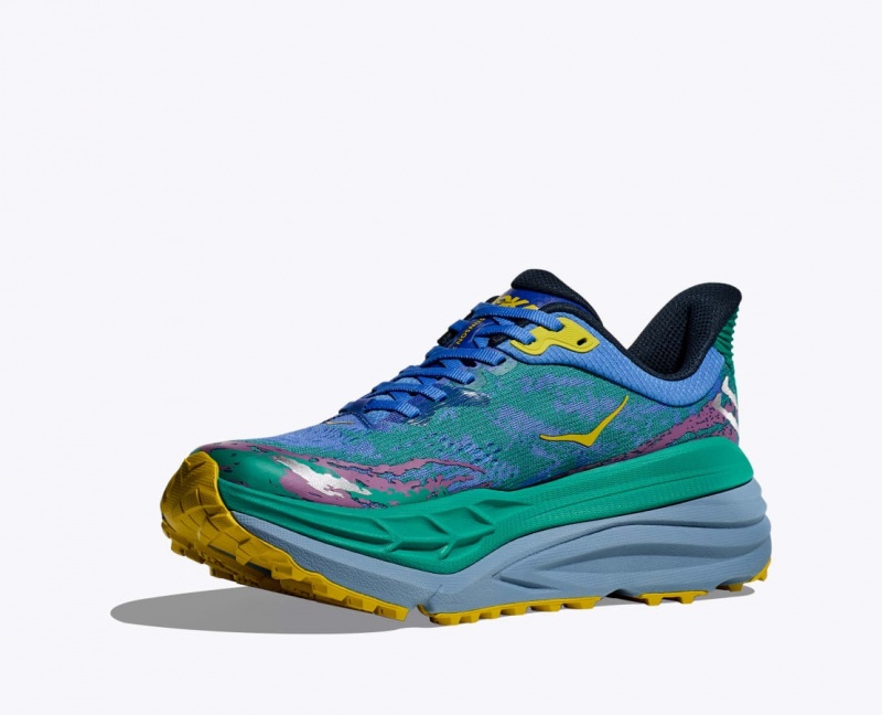 Green / Blue HOKA Stinson 7 Men's Trail Running Shoes | 54PXRYJCU