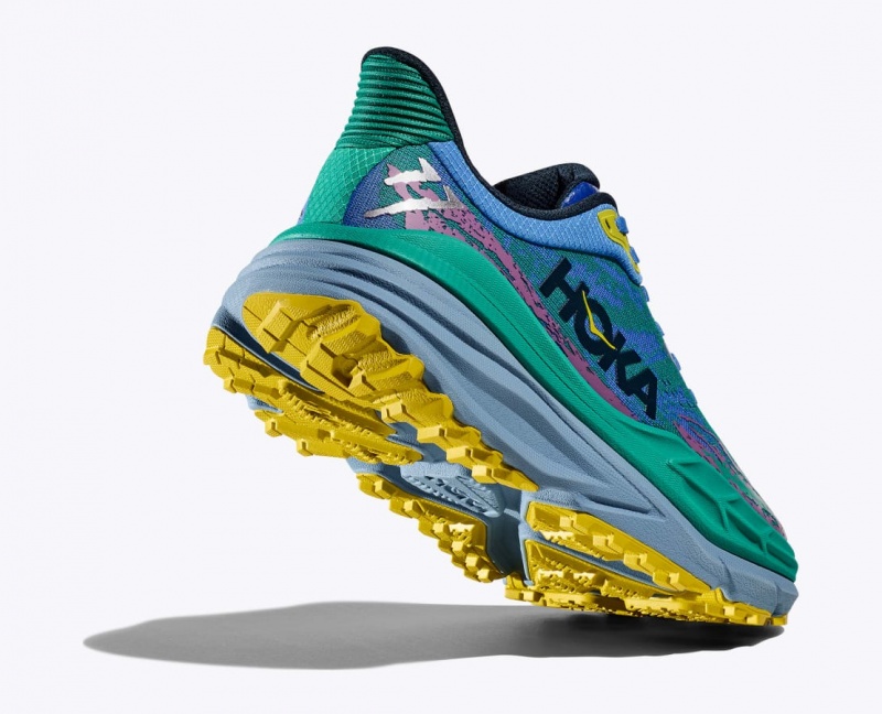 Green / Blue HOKA Stinson 7 Men's Trail Running Shoes | 54PXRYJCU