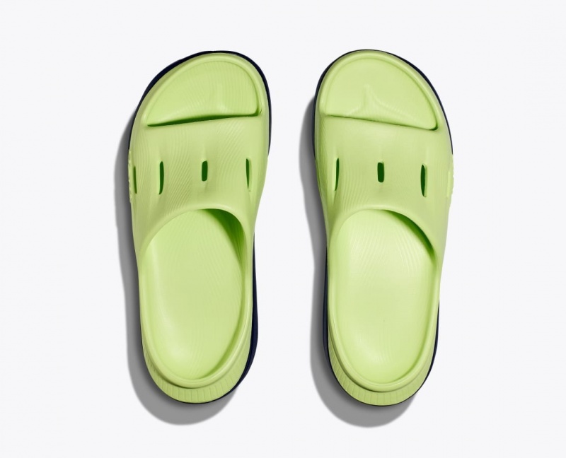 Green / Navy HOKA Ora Recovery 3 Kids' Slides | 78LAKCYXU