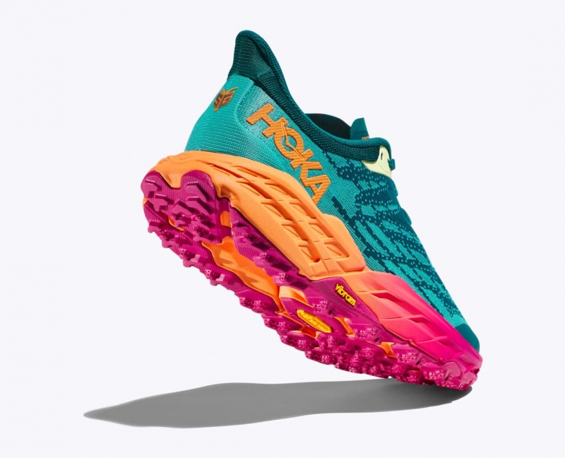 Green / Orange HOKA Speedgoat 5 Women's Trail Running Shoes | 36GPOTYKL