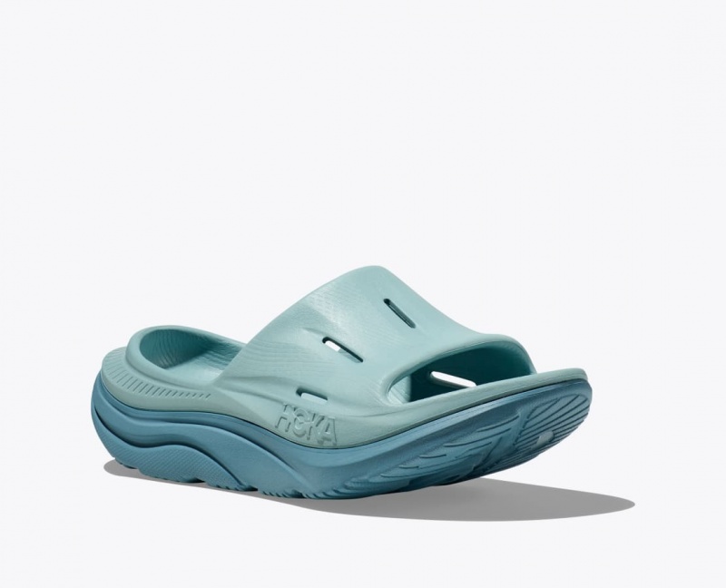 Grey Blue HOKA Ora Recovery 3 Women's Slide | 24ZFKDHTX