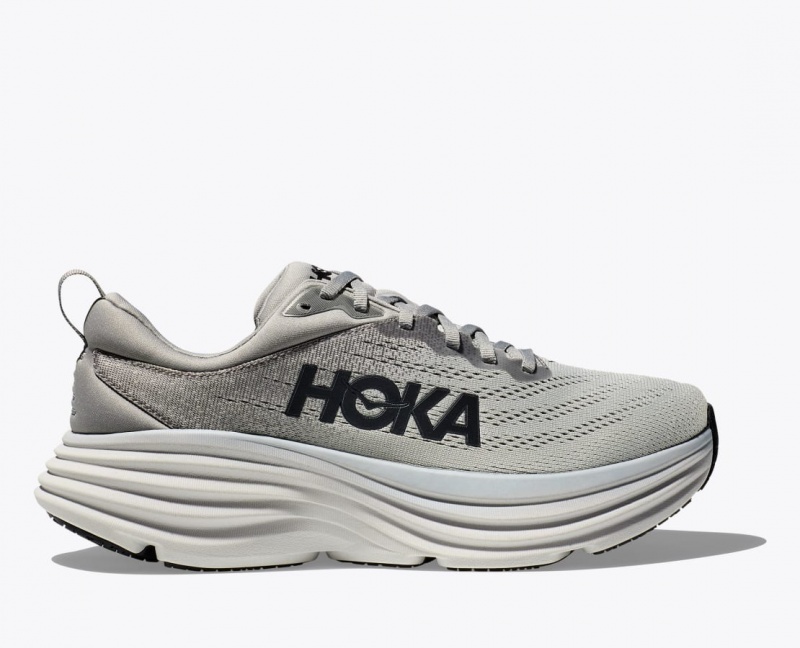 Grey HOKA Bondi 8 Men\'s Running Shoes | 09JIOLFMP