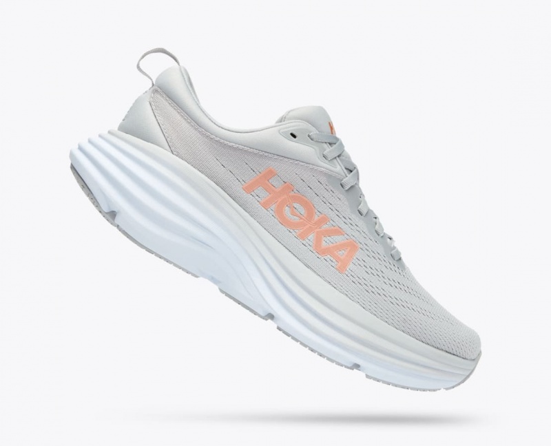 Grey HOKA Bondi 8 Women's Running Shoes | 76GWZSIVH