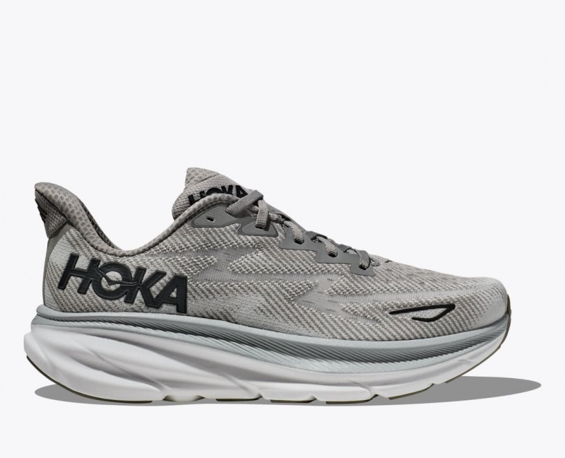 Grey HOKA Clifton 9 Men\'s Running Shoes | 12PBQWVGL