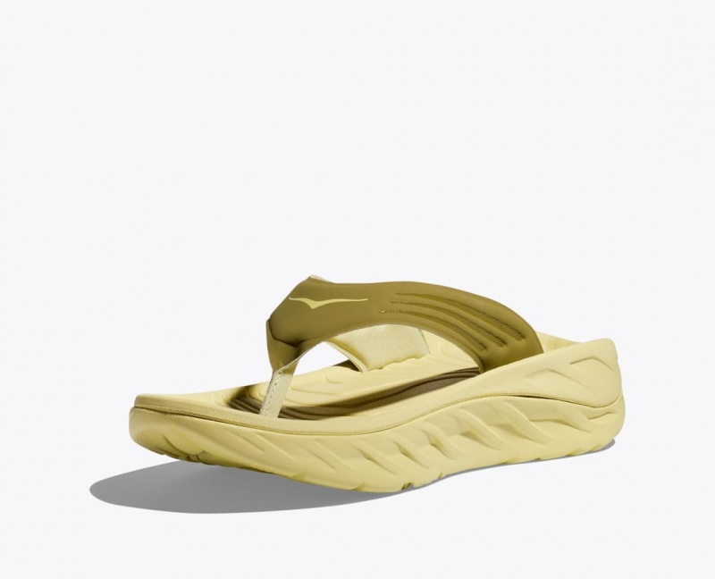 Khaki HOKA ORA Recovery Men's Flip Flops | 70RQUBTVY