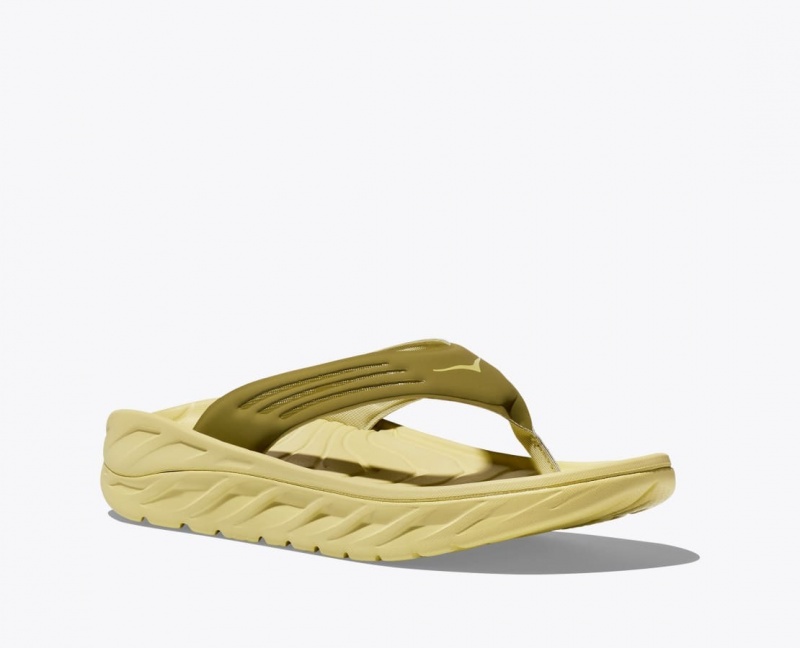 Khaki HOKA ORA Recovery Men's Flip Flops | 70RQUBTVY