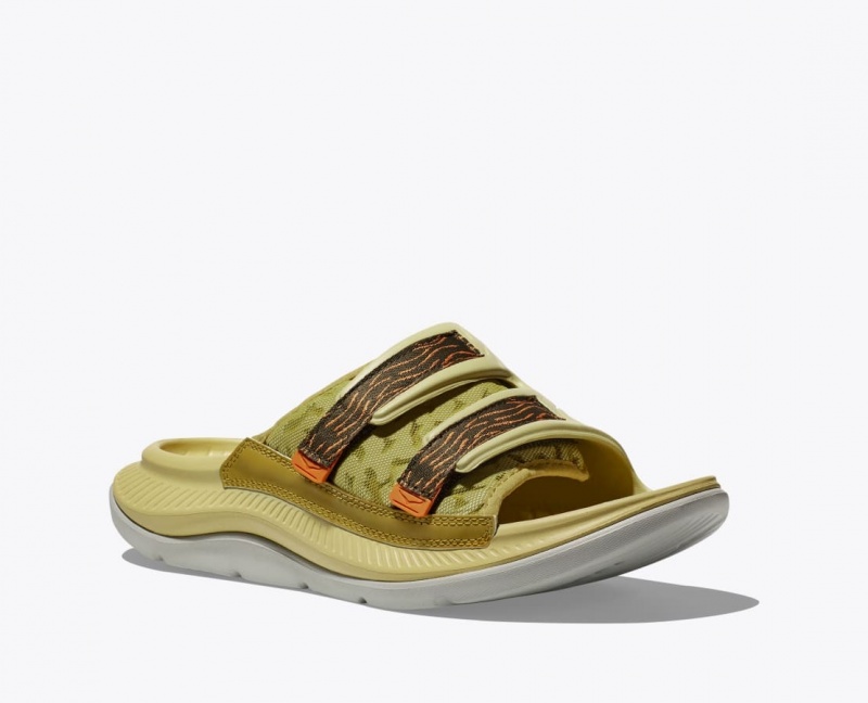 Khaki / Brown HOKA Ora Luxe Men's Slide | 05WUCPTOH