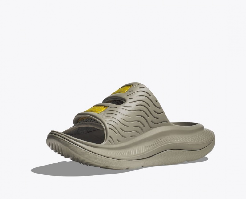 Khaki / Yellow HOKA Ora Luxe Men's Slide | 94WIMFTRL