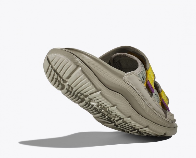 Khaki / Yellow HOKA Ora Luxe Men's Slide | 94WIMFTRL