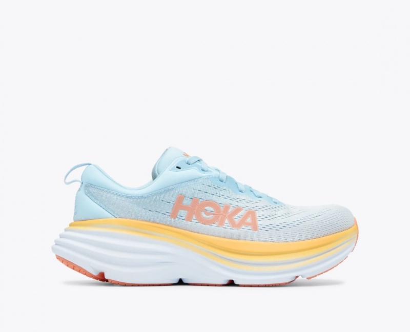 Light Blue HOKA Bondi 8 Women\'s Running Shoes | 65QZPAIGR