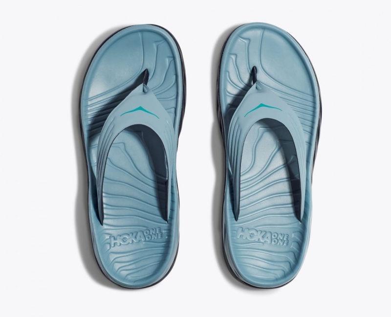 Light Blue / Black HOKA ORA Recovery Men's Flip Flops | 45LNUYKFH