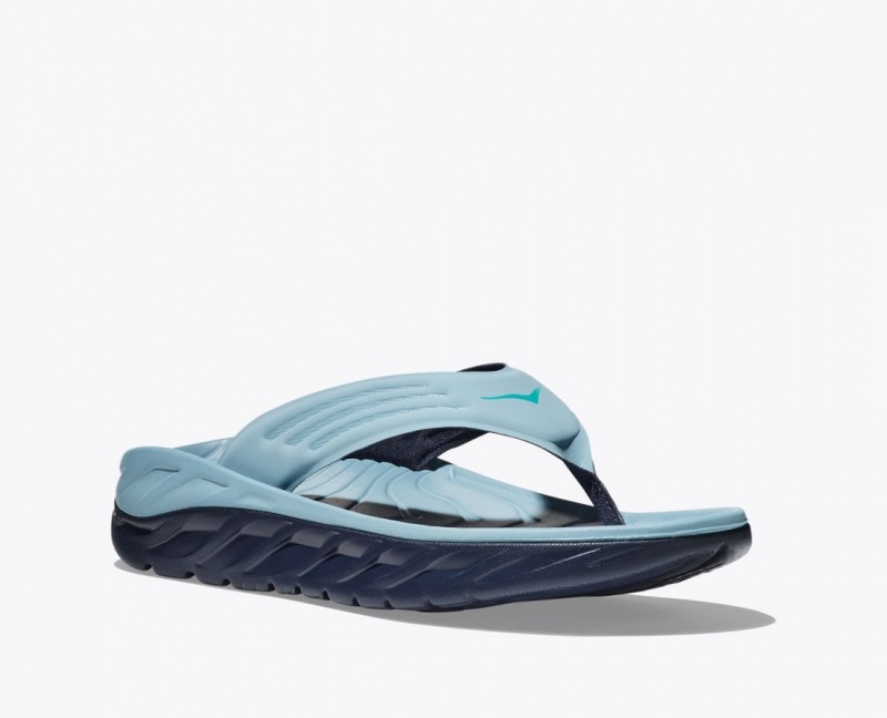 Light Blue / Black HOKA ORA Recovery Men's Flip Flops | 45LNUYKFH