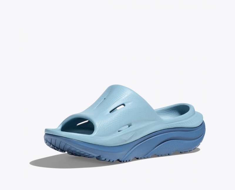 Light Blue / Dark Blue HOKA Ora Recovery 3 Kids' Slides | 97FBWTNEO