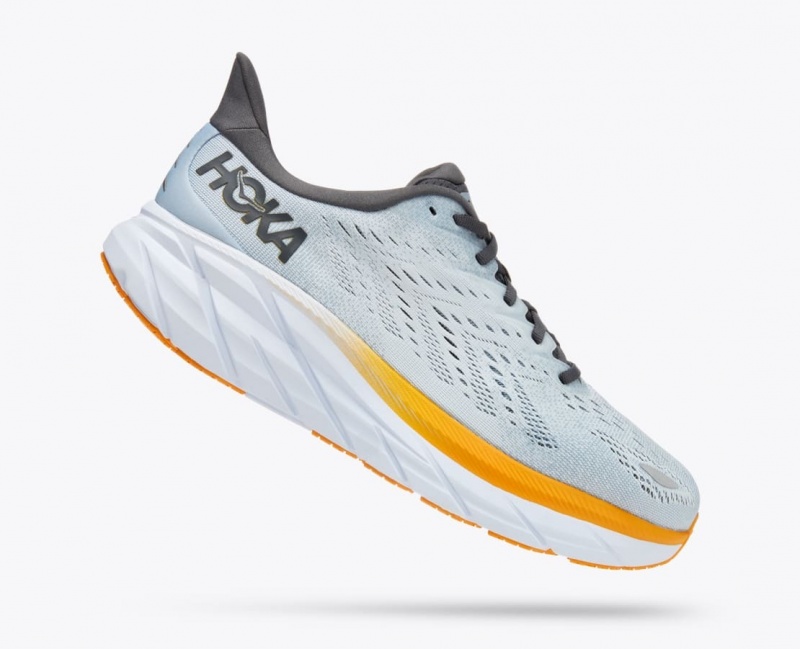 Light Blue / Orange HOKA Clifton 8 Men's Running Shoes | 84CZYJGFP