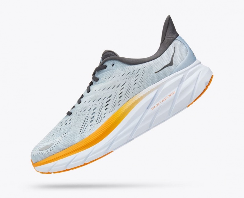 Light Blue / Orange HOKA Clifton 8 Men's Running Shoes | 84CZYJGFP