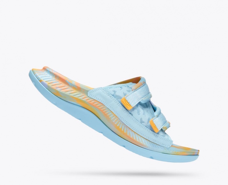 Light Blue / Orange HOKA Ora Luxe Men's Slide | 07MXASZPO