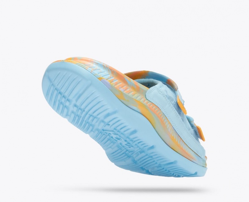 Light Blue / Orange HOKA Ora Luxe Men's Slide | 07MXASZPO