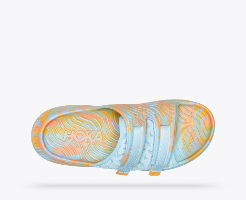 Light Blue / Orange HOKA Ora Luxe Men's Slide | 07MXASZPO