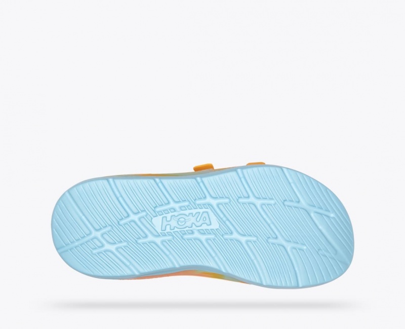 Light Blue / Orange HOKA Ora Luxe Men's Slide | 07MXASZPO