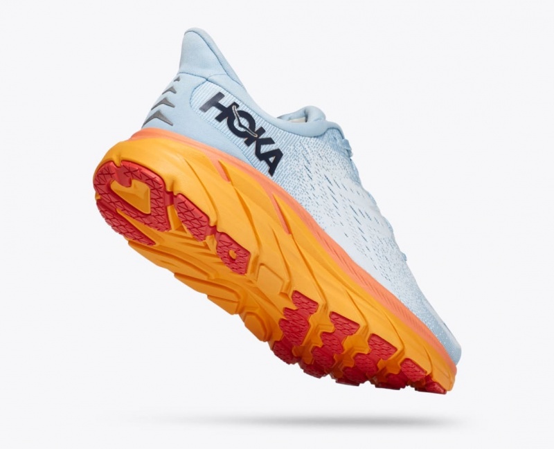 Light Blue / White / Orange HOKA Clifton 8 Women's Running Shoes | 67EUPISWA