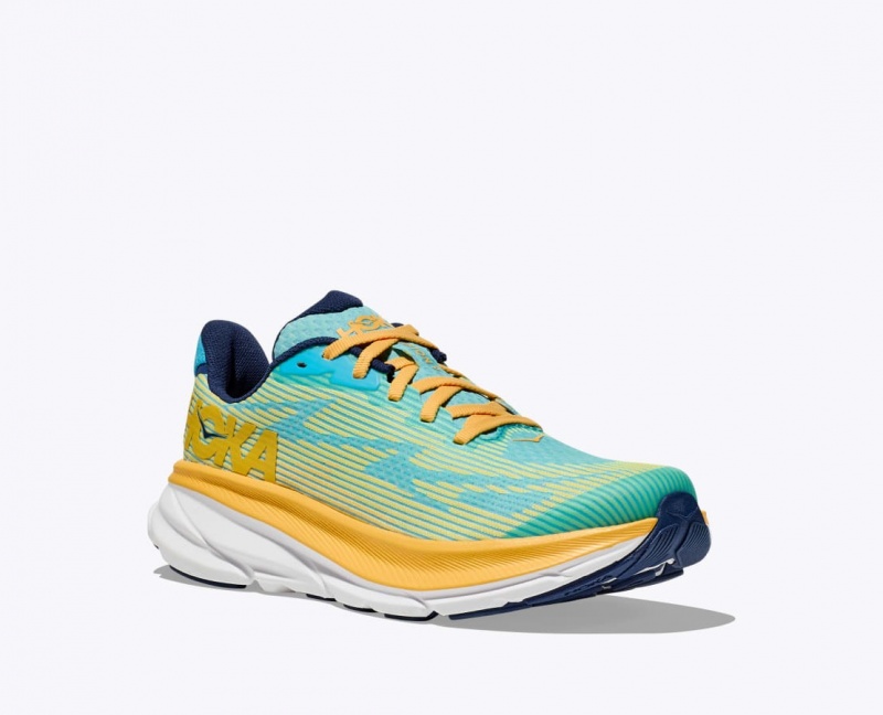 Light Green / Orange HOKA Clifton 9 Kids' Running Shoes | 29QBRIYKJ