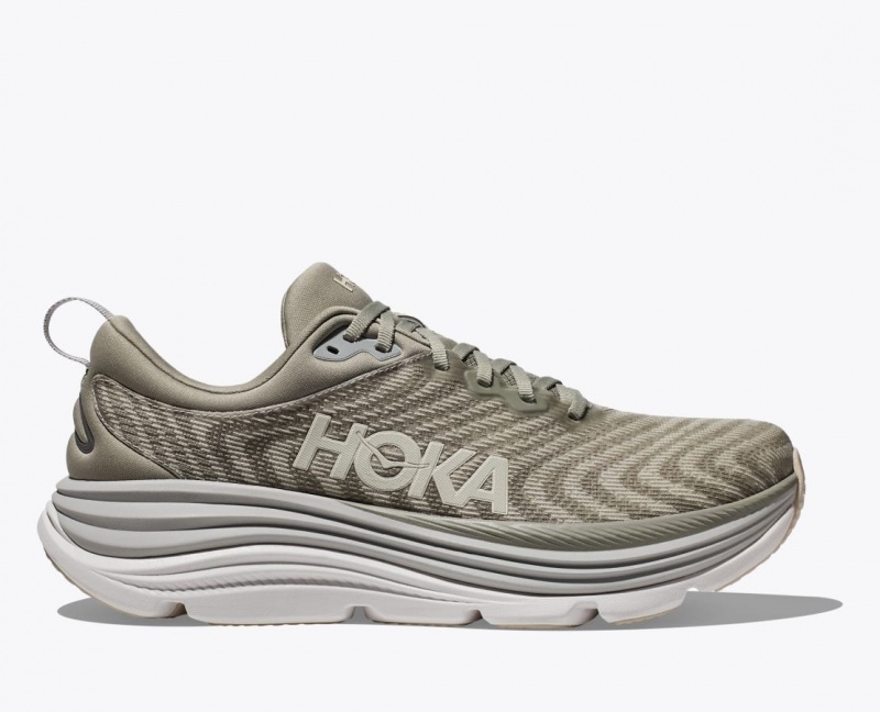 Light Khaki HOKA Gaviota 5 Men\'s Running Shoes | 17GKNMETD